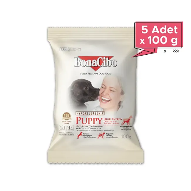 BonaCibo Puppy HE 100 gr x 5 Adet Yüksek Enerjili Yavru Köpek Maması