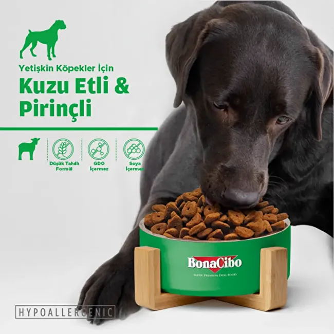 BonaCibo Adult Dog Lamb & Rice 100 gr x 5 Adet Kuzu Etli ve Pirinçli Yetişkin Köpek Maması