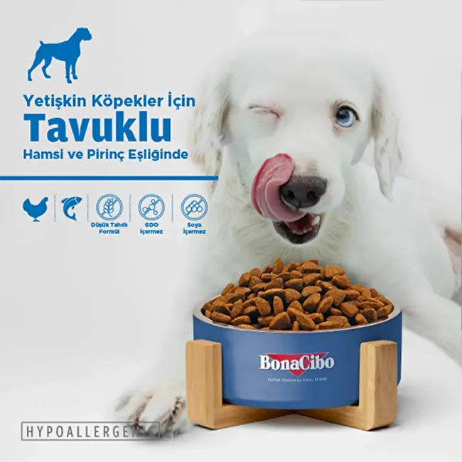 BonaCibo Adult Dog 100 gr x 5 Adet Tavuklu ve Balıklı Yetişkin Köpek Maması