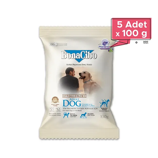 BonaCibo Adult Dog 100 gr x 5 Adet Tavuklu ve Balıklı Yetişkin Köpek Maması