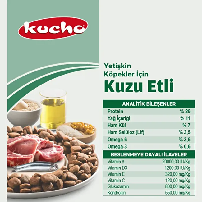 Kucho Adult Dog Lamb 100 gr x 5 Adet Kuzu Etli Yetişkin Köpek Maması