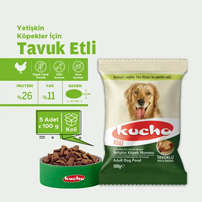 Kucho Adult Dog 100 gr x 5 Adet Tavuklu Yetişkin Köpek Maması