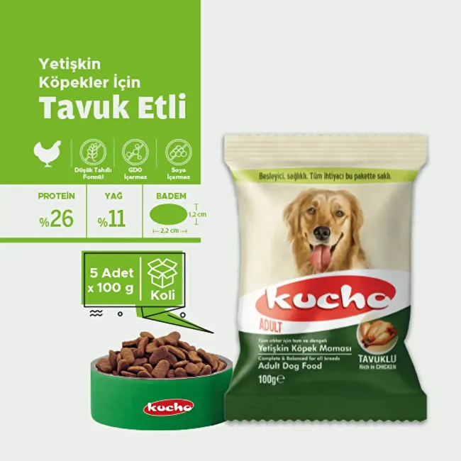 Kucho Adult Dog 100 gr x 5 Adet Tavuklu Yetişkin Köpek Maması