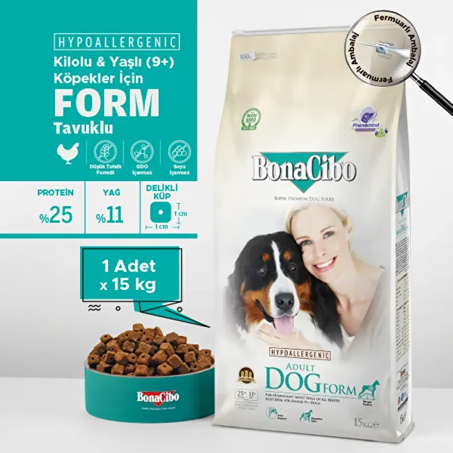 BonaCibo Adult Dog Form 15 Kg Form Tavuklu Yetişkin Köpek Maması