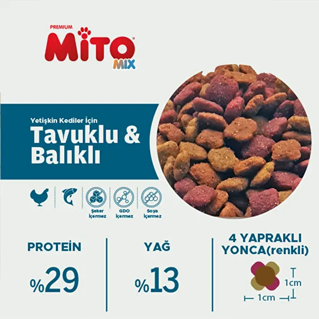 LaMito Mix Adult Cat 15 Kg Tavuklu ve Balıklı Renkli Taneli Yetişkin Kedi Maması