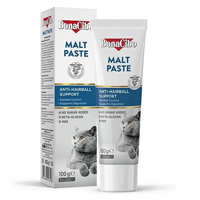 BonaCibo Malt Paste 100 Gr. x 3 Adet Yetişkin Kediler için Tüy Yumağı Oluşumunu Önleyici Malt Macun