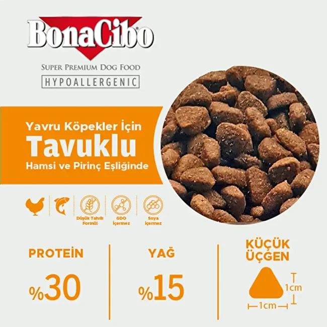 BonaCibo Puppy 15 Kg Tavuklu ve Balıklı Yavru Köpek Maması