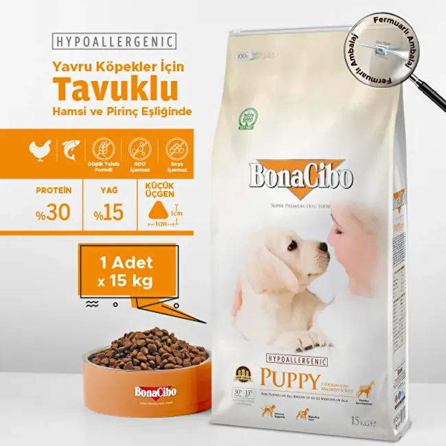 BonaCibo Puppy 15 Kg Tavuklu ve Balıklı Yavru Köpek Maması