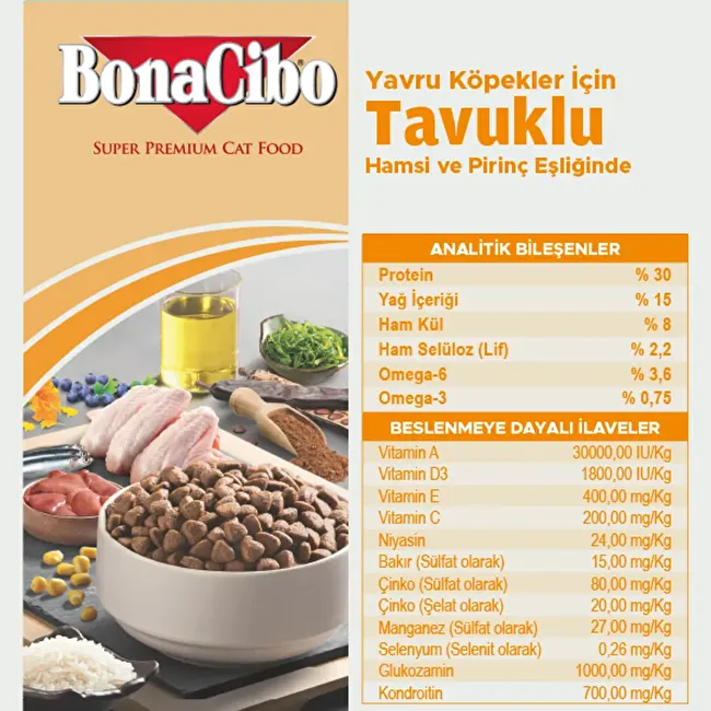 BonaCibo Puppy 15 Kg Tavuklu ve Balıklı Yavru Köpek Maması