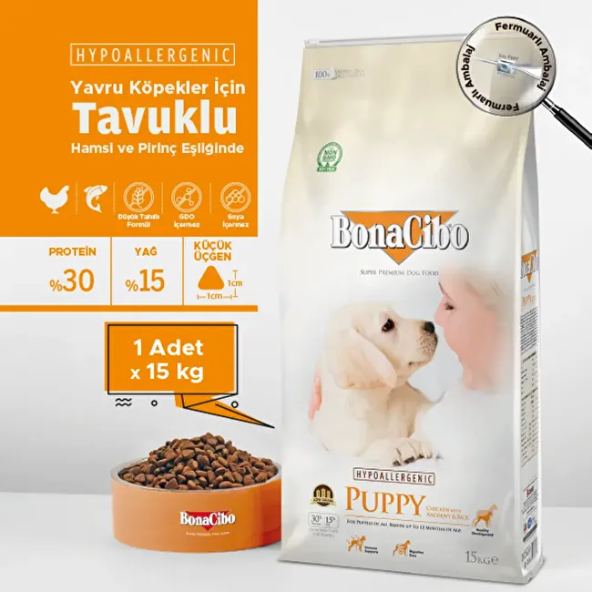 BonaCibo Puppy 15 Kg Tavuklu ve Balıklı Yavru Köpek Maması