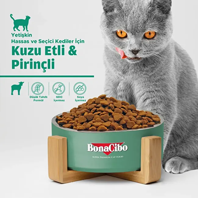 BonaCibo Adult Cat Lamb & Rice 5 Kg -KUTULU Kuzu Etli ve Pirinçli Yetişkin Kedi Maması