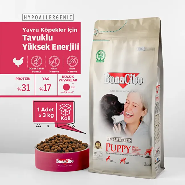 BonaCibo Puppy HE 3 Kg Yüksek Enerjili Yavru Köpek Maması