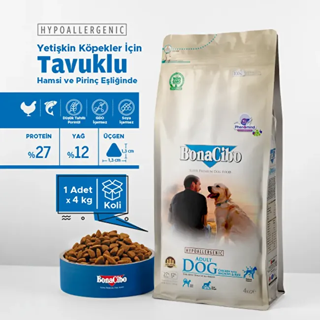 BonaCibo Adult Dog 4 Kg Tavuklu ve Balıklı Yetişkin Köpek Maması