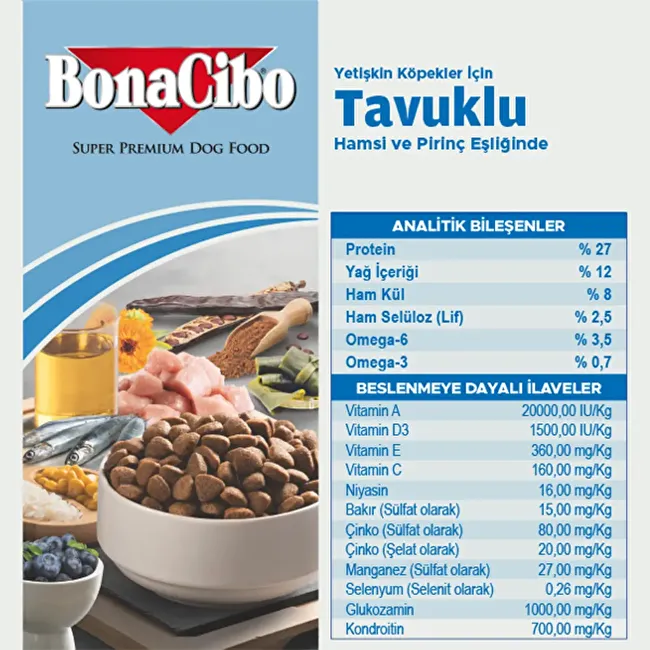 BonaCibo Adult Dog 4 Kg Tavuklu ve Balıklı Yetişkin Köpek Maması