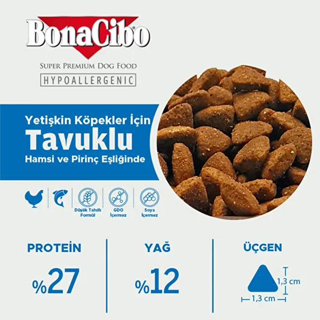 BonaCibo Adult Dog 4 Kg Tavuklu ve Balıklı Yetişkin Köpek Maması