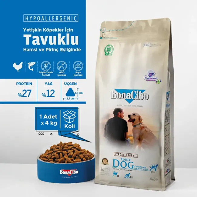 BonaCibo Adult Dog 4 Kg Tavuklu ve Balıklı Yetişkin Köpek Maması