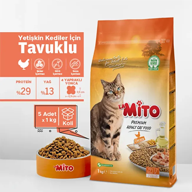LaMito Adult Cat 1 Kg. 5 li Tavuklu Yetişkin Kedi Maması