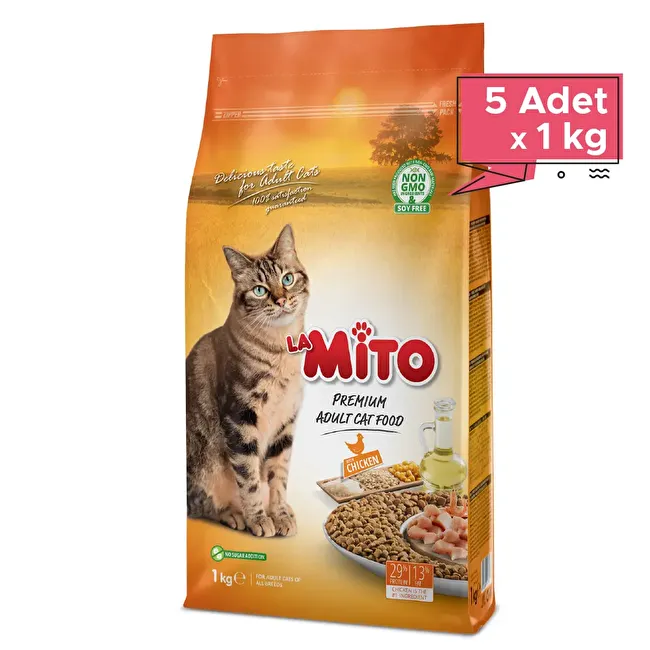 LaMito Adult Cat 1 Kg. 5 li Tavuklu Yetişkin Kedi Maması