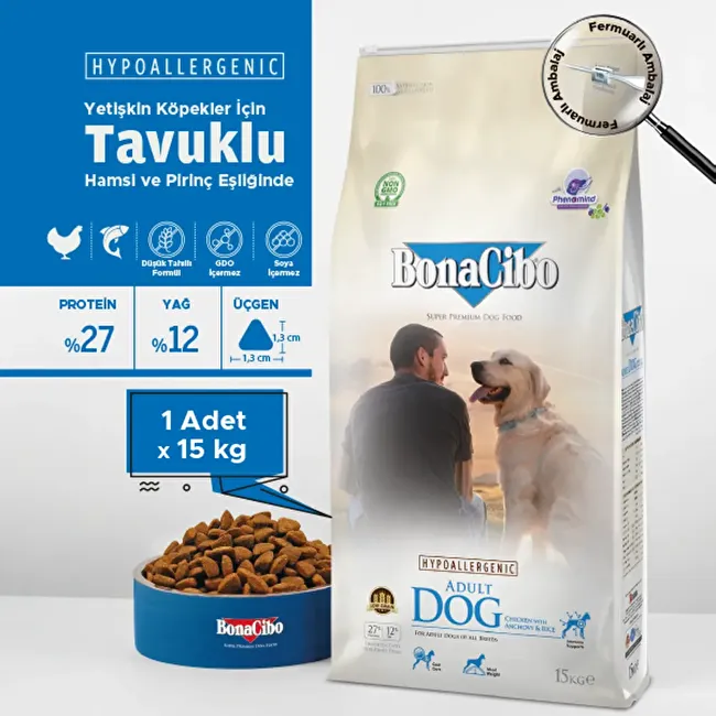 BonaCibo Adult Dog 15 Kg Tavuklu ve Balıklı Yetişkin Köpek Maması