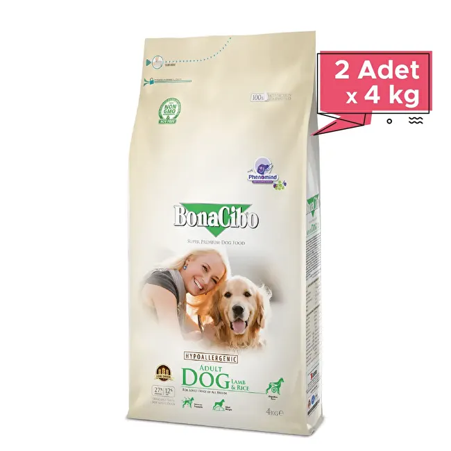BonaCibo Adult Dog Lamb & Rice 4 Kg. 2 li Kuzu Etli ve Pirinçli Yetişkin Köpek Maması