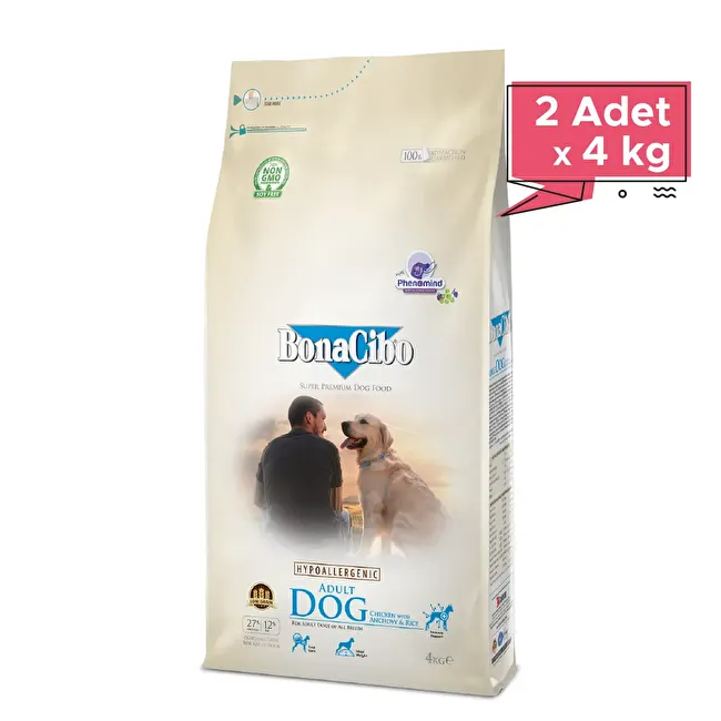 BonaCibo Adult Dog 4 Kg. 2 li Tavuklu ve Balıklı Yetişkin Köpek Maması