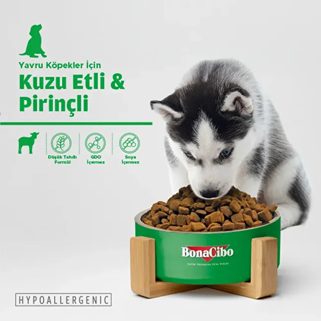 BonaCibo Puppy Lamb & Rice 3 Kg. 2 li Kuzu Etli ve Pirinçli Yavru Köpek Maması