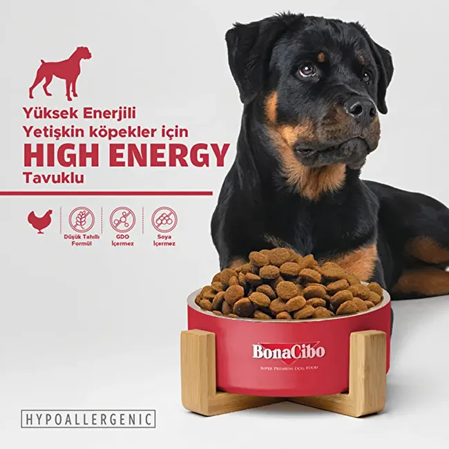 BonaCibo Adult Dog HE 4 Kg. 2 li Yüksek Enerjili Tavuklu Yetişkin Köpek Maması