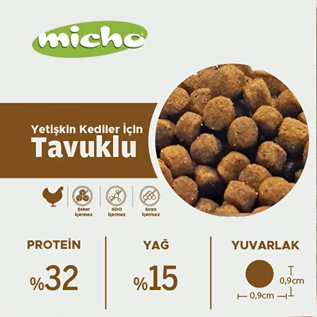 Micho Adult Cat 1.5 Kg. 10 lu Tavuklu (Hamsi ve Pirinç eşliğinde) Yetişkin Kedi Maması
