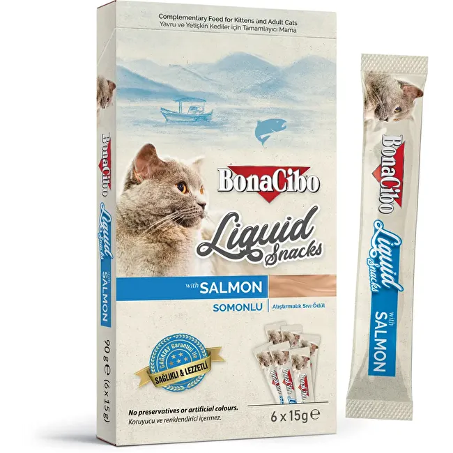 BonaCibo Somonlu Sıvı Atıştırmalık (6x15 Gr) x 3 Paket