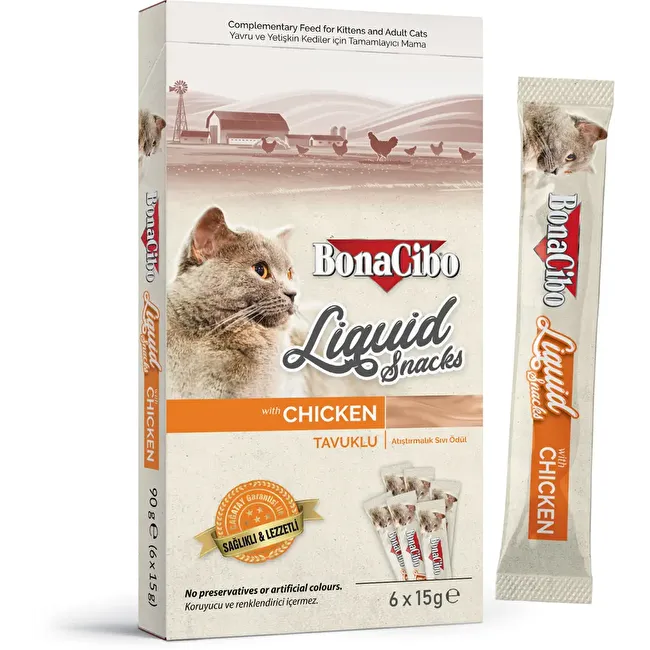 BonaCibo Tavuklu Sıvı Atıştırmalık (6x15 Gr) x 11 Paket