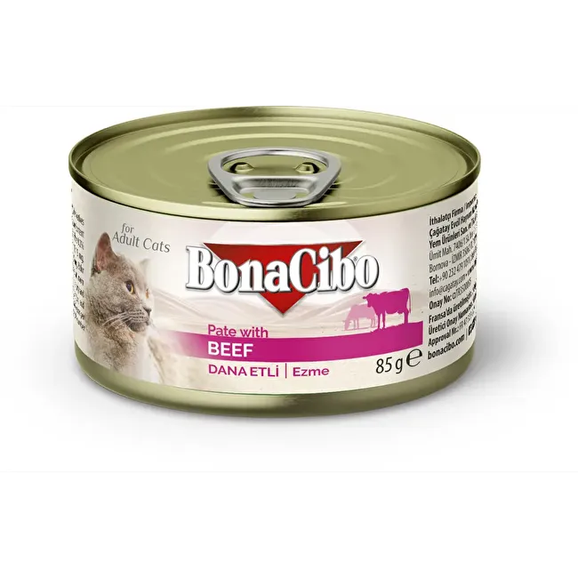 BonaCibo Ezme Dana Etli Yaş Kedi Maması 85 gr.x 12 Adet