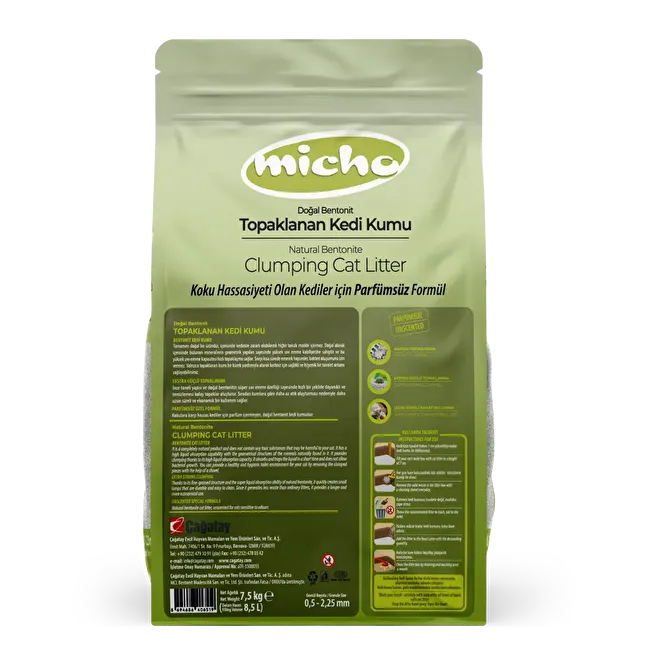 Micho İnce Taneli Doğal Kedi Kumu 2x7.5 Kg