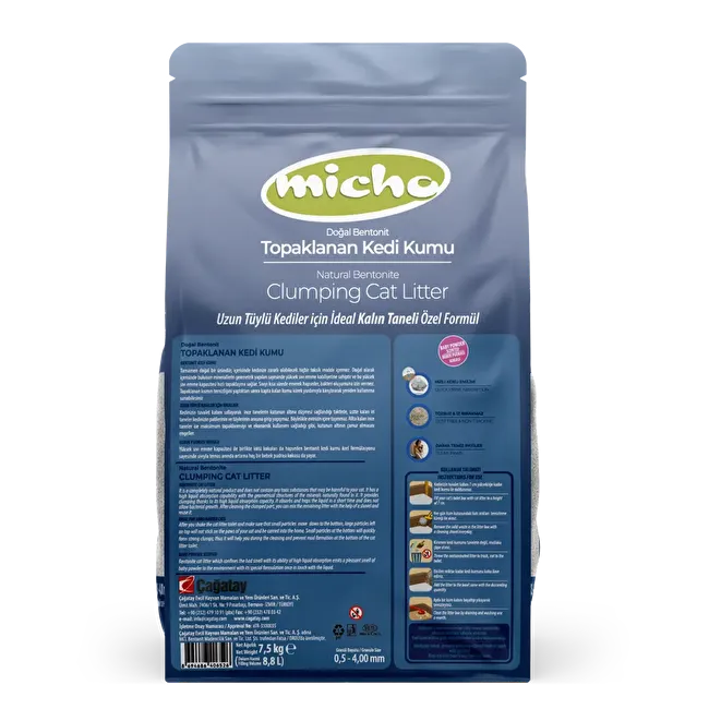 Micho Kalın Taneli Doğal Kedi Kumu 2x7.5 Kg.Kokulu