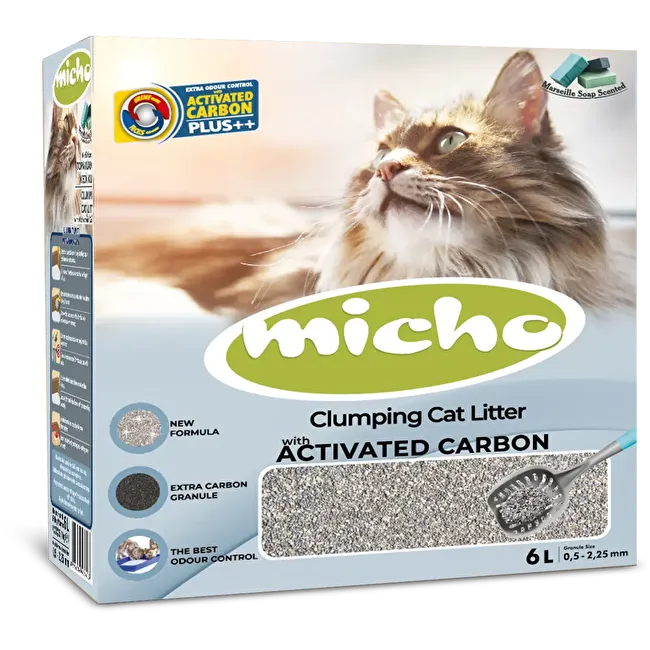Micho Aktif Karbonlu Doğal Kedi Kumu 3x5.1 Kg