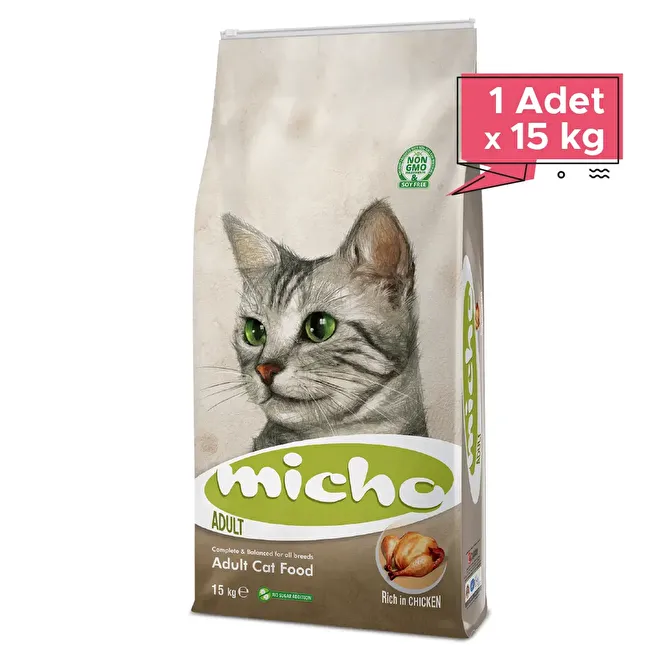 Micho Adult Cat 15 Kg Tavuklu (Hamsi ve Pirinç eşliğinde) Yetişkin Kedi Maması
