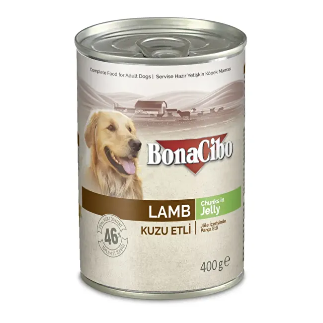 BonaCibo Jöleli Kuzu Etli Yaş Yetişkin Köpek Maması 400 gr x 6 Adet