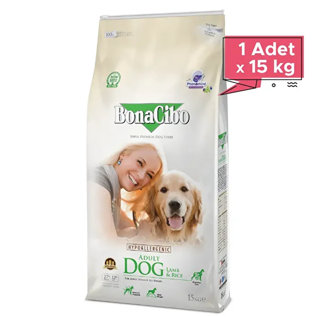 BonaCibo Adult Dog Lamb & Rice 15 Kg Kuzu Etli ve Pirinçli Yetişkin Köpek Maması