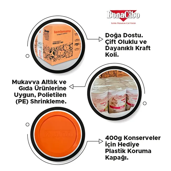 BonaCibo Jöleli Dana Etli Yaş Kedi Maması 400 gr. 6 lı Jöle içerisinde parça etli Yetişkin Kedi Maması
