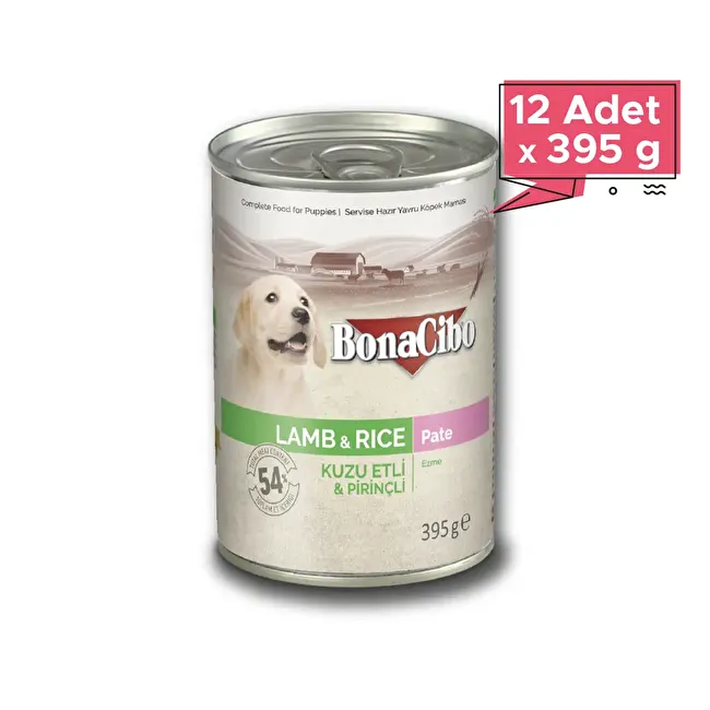 BonaCibo Ezme Kuzu Etli Pirinçli Yaş Yavru Köpek Maması 395 gr x 12 Adet  Ezme Kuzu Etli Pirinçli Yaş Yavru Köpek Maması