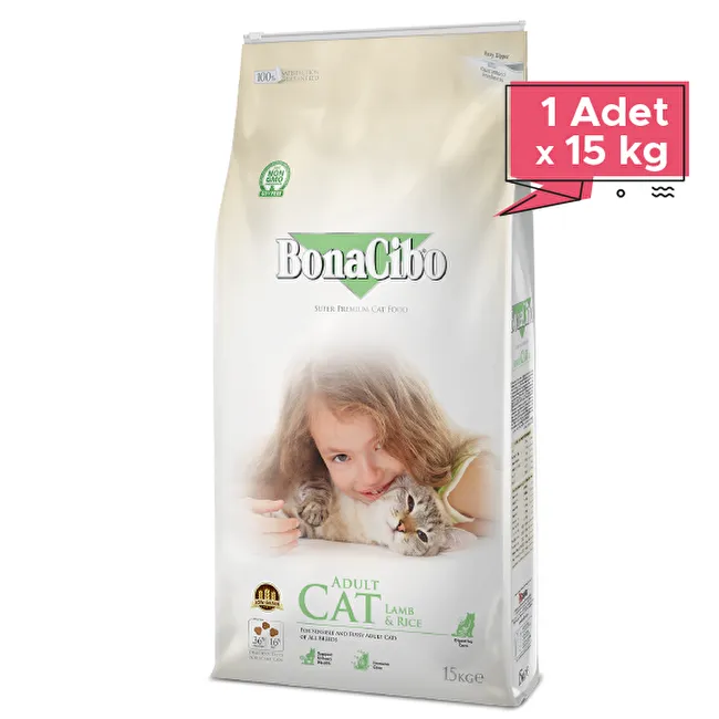 BonaCibo Adult Cat Lamb & Rice 15 Kg Kuzu Etli ve Pirinçli Yetişkin Kedi Maması
