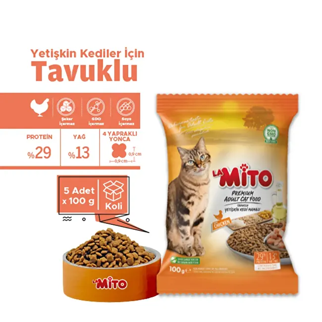 LaMito Adult Cat 1 Kg x 10 Adet Tavuklu Yetişkin Kedi Maması