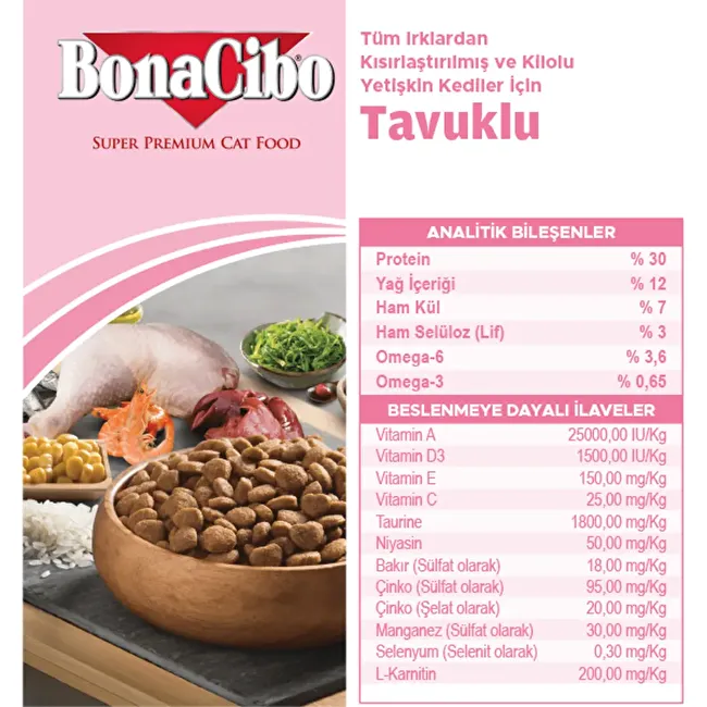 BonaCibo Adult Cat Light - Sterilised 100 gr x 5 Adet Kısırlaştırılmış Kediler için Yetişkin Kedi Maması