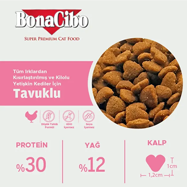 BonaCibo Adult Cat Light - Sterilised 100 gr x 5 Adet Kısırlaştırılmış Kediler için Yetişkin Kedi Maması